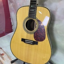 Dreadnought Acoustic Guitar Natural solid Spruce top Abalone Inlays US stock