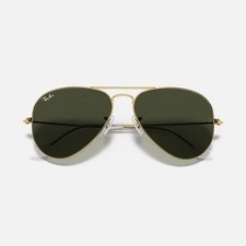 Ray-Ban Aviator Men's Sunglasses Gold Metal Frame Green Glass Lens size Small 