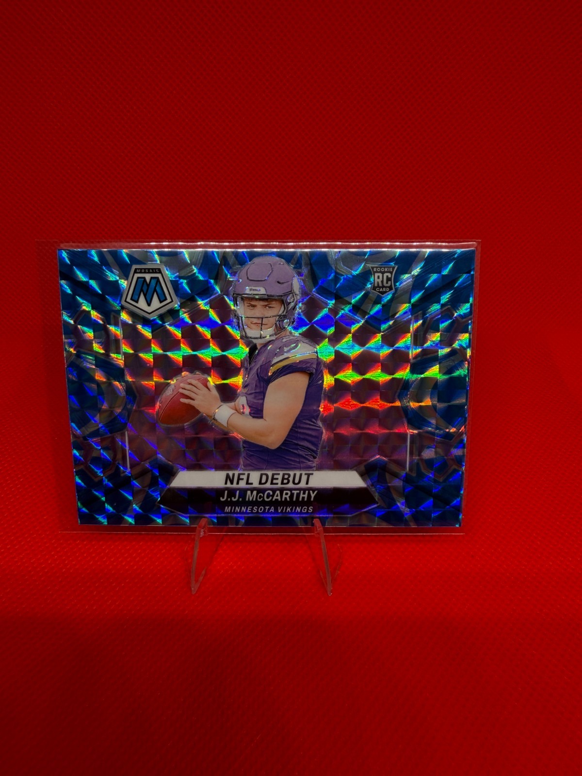 2024 Panini Mosaic JJ McCarthy #275 Blue Reactive Mosaic