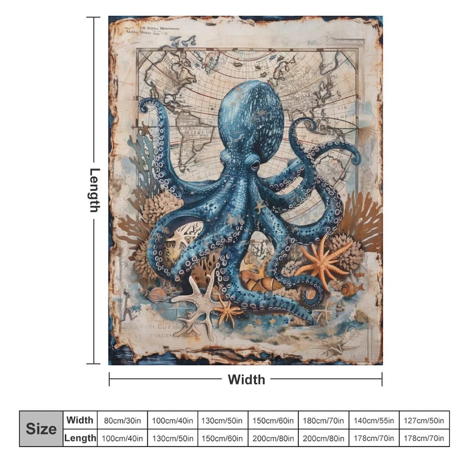 Manta Náutica Pulpo Marina Océano Manta Ligera Suave Cálida Coz... Foto 2 de 4