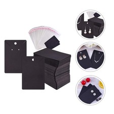 100 Pcs Kraft Paper Black Jewelry Display Cards For Earring And Necklace