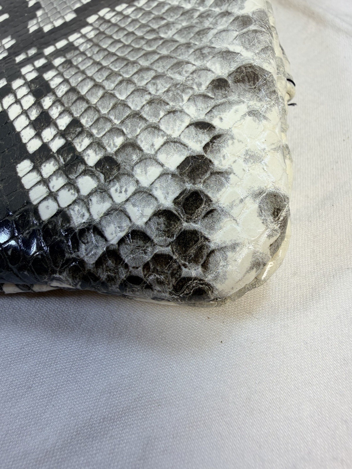 Claire V Python Print Foldover Leather Clutch Red… - image 7