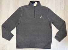 Nautica Nautex 1/4 Zip Fleece Pullover Men  s Size Medium Gray Heat Retention NWT