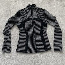 Lululemon Define Jacket Black White Stripe Women's Size 8 Zip Up Long Sleeve