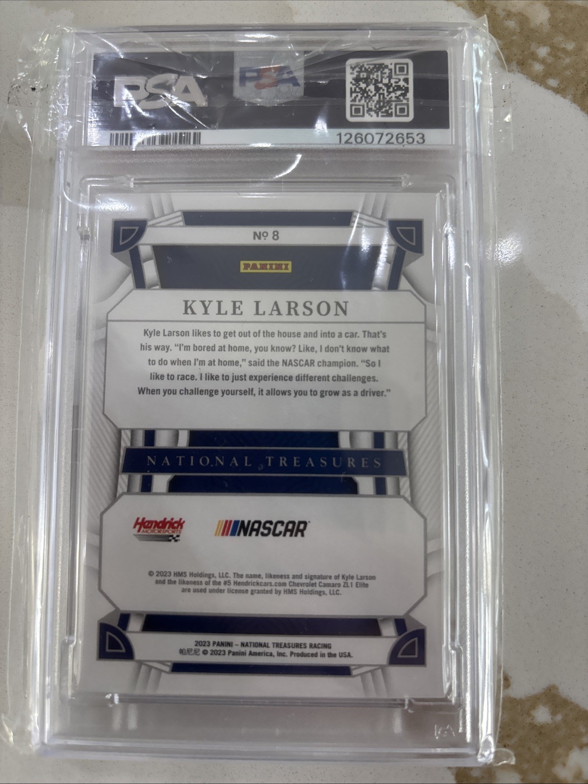 2023 national treasures Kyle Larson Holo Platinum 1/1 Psa 10 Rare Hard To Grade view 2