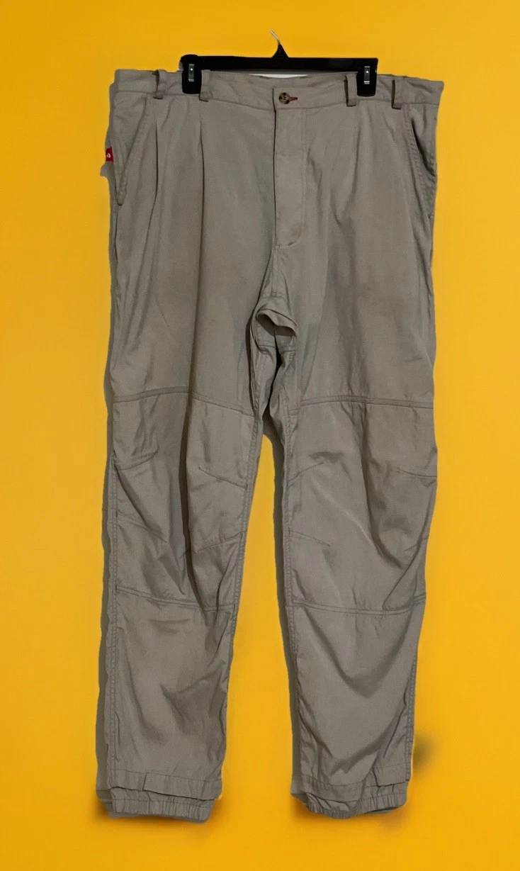 Y2K NORTH FACE 40 x 34 PLEATED WIDE TECH WEAR BEIGE CARGO TRAVEL HIKING PANTS