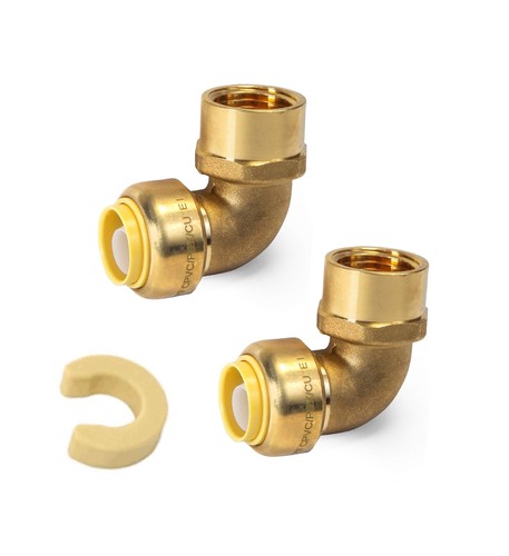 1/2 Inch FNPT Female Threaded Elbow Push To Connect PEX CPVC 2 PCS