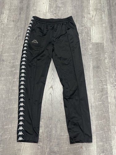 Kappa Banda Track Pants Large Black Joggers Logo Tape