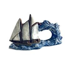 Handcrafted Sailboat Figurine Decor Nautical Theme Vintage 3"