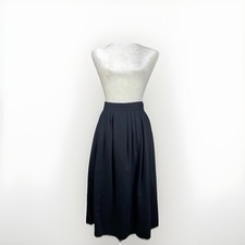 Vtg 80s Midi Skirt Womens M Black Wool Blend Academia Heritage Made in USA Retro