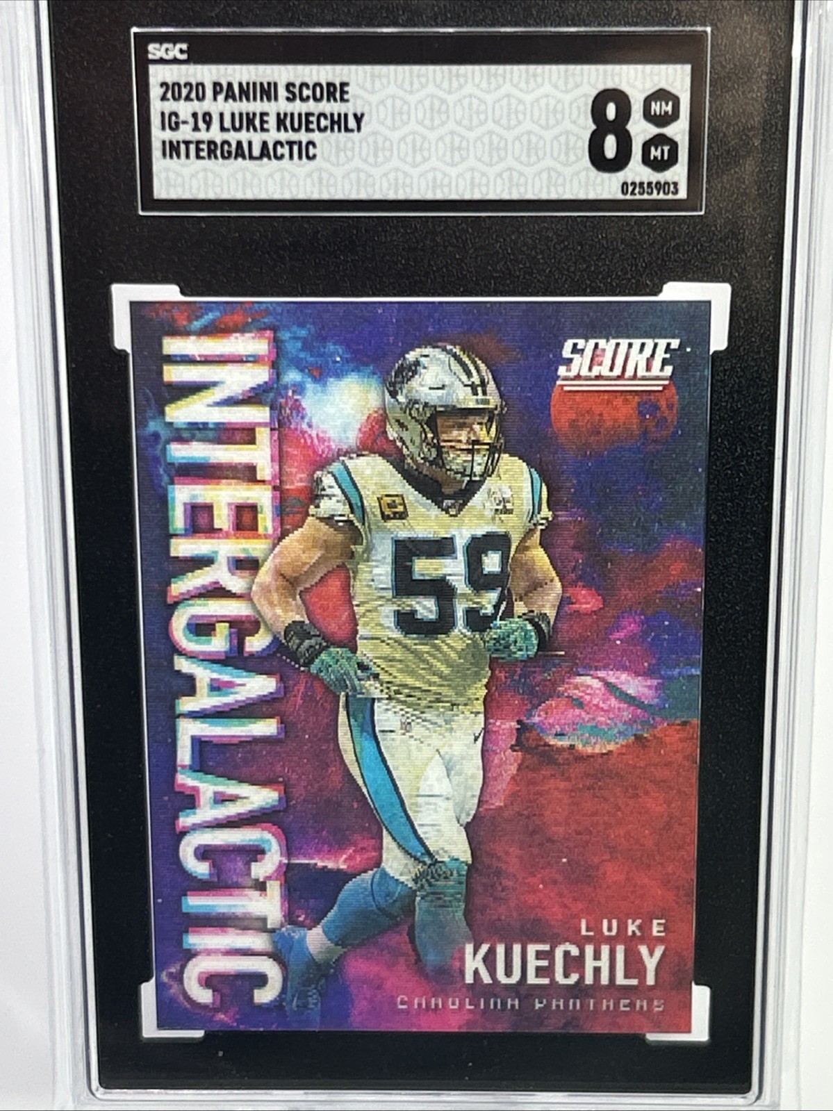 2020 Panini Score Intergalactic Luke Kuechly Carolina Panthers #IG-19 (Case Hit)