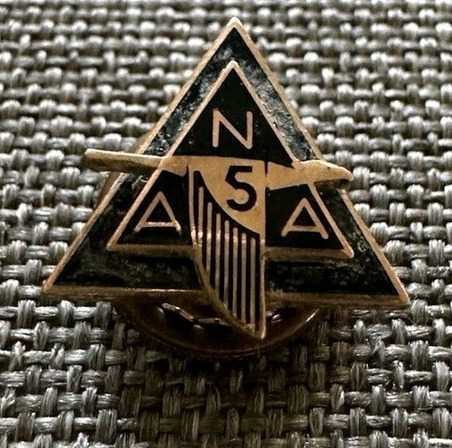 Vintage North American Aviation NAA 5 Year Service Lapel Pin 10k Black Enamel 