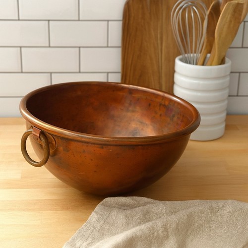 Vintage French Copper Mixing Bowl Pastry Chef Round Bottom 10” Rolled Rim Heavy - Picture 4 of 24