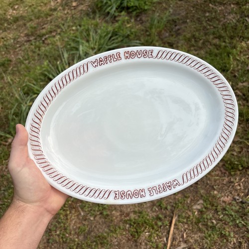 Vintage Waffle House Oval Plate Anchor Hocking Fire King brand 12.5 x 9