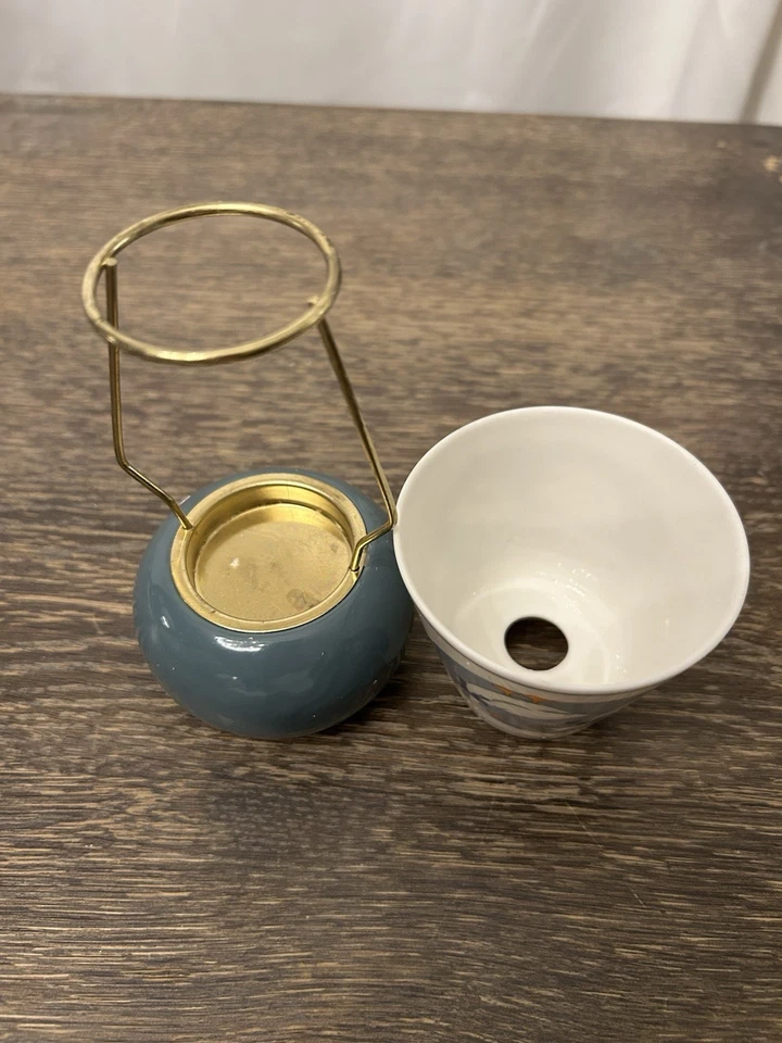 Candelabro votivo de ganso azul brillante suave perfumado lámpara vidrio nuevo stock antiguo Foto 3 de 4