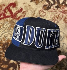 Vtg 90s Duke Blue Devils Starter Tri-power Spellout Wool Blend Snapback Hat Cap