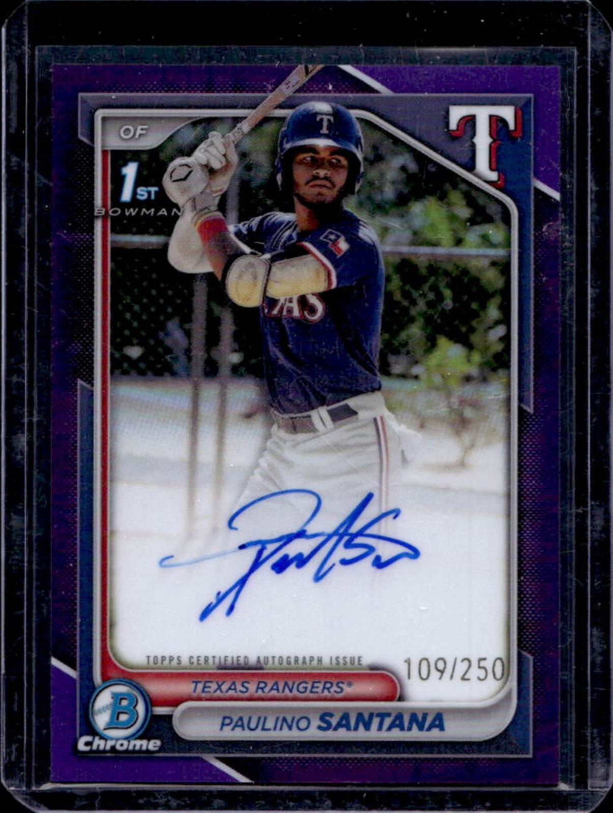 2024 Bowman Chrome Paulino Santana Auto Purple Refractor 1st #109/250