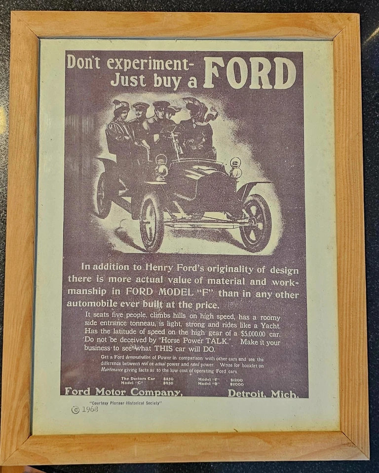 1969 Reproduction of Ford Motor Advertisement. Framed. Great Condition - Image 2 of 4