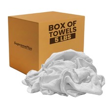 White Terry Towels for Cleaning - 5 LB Box Cotton Rags for Multipurpose