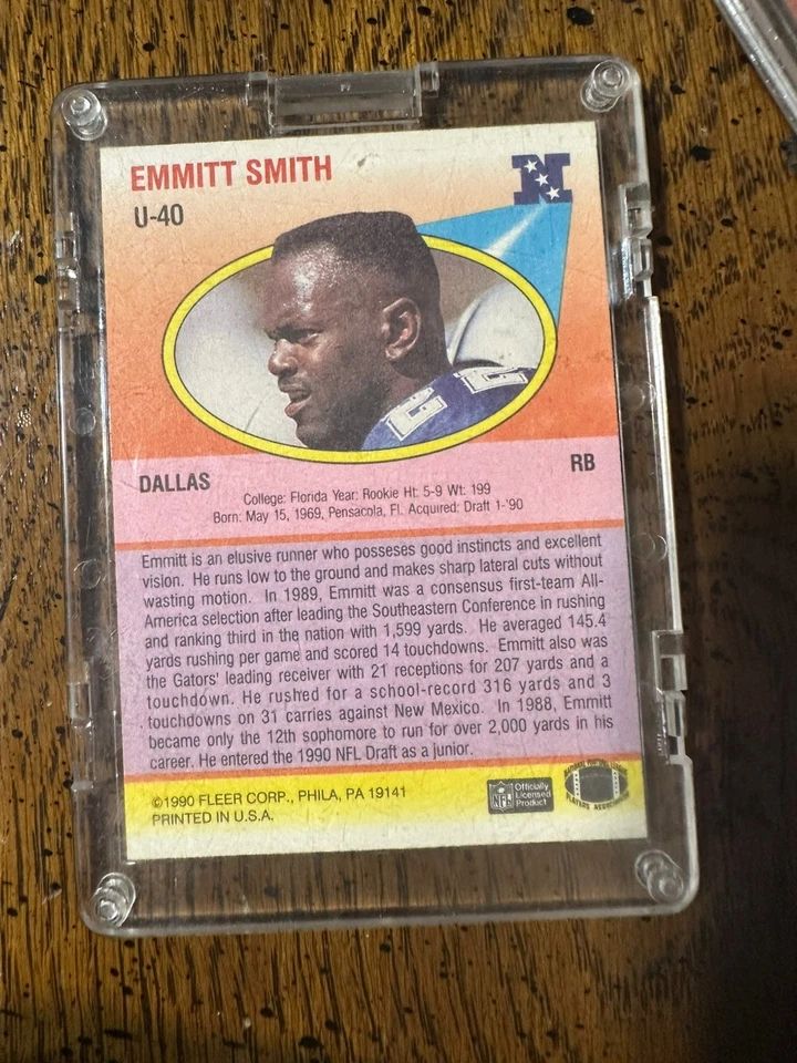 1990 Emmitt Smith Fleer Update #U-40 RC Rookie Card Dallas Cowboys HOF GOAT - Image 2 of 2