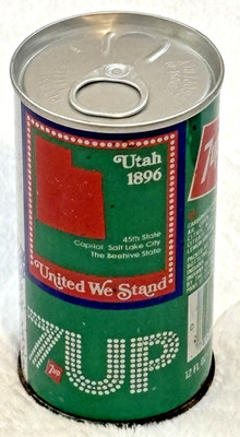 1970's 7 Up- The UnCola -Lemon Lime   -State Of Utah-12 oz-Steel Soda-Pop Can