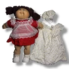 Vintage Cabbage Patch Kids Dark Hair Blue Eyes Outfits W/ Shoes