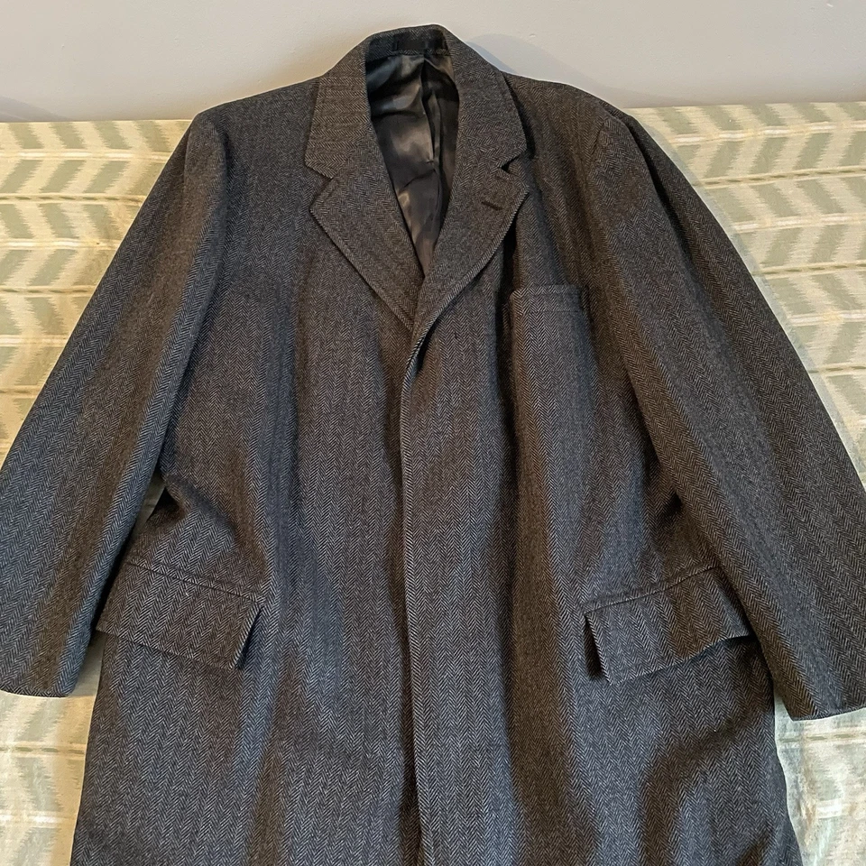 Abrigo Abrigo Vintage L-XL Estilo Hiedra Jos.A.Bank Espiga Balmacaan Trad  Foto 3 de 4