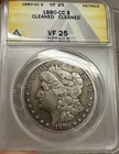 1880 CC Morgan Silver Dollar ANACS VF 25 Det Tough Date Carson City