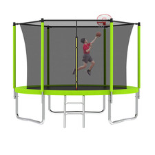 Trampoline for Kids 10Ft round Trampolines with Basketball Hoop Enclosure Net