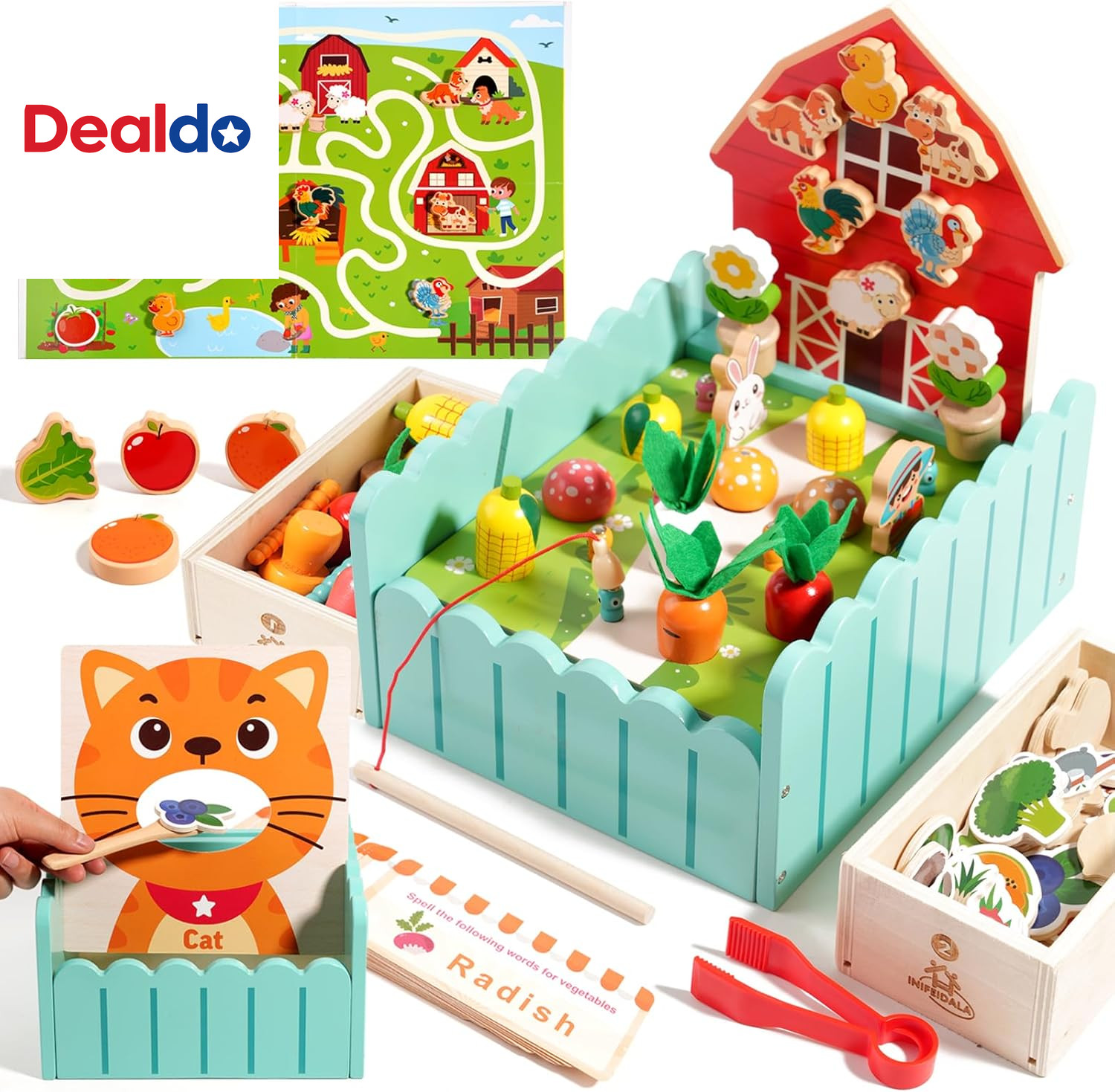 Montessori Wooden Farm Sensory Toy Set for Toddlers Educational Learning Game