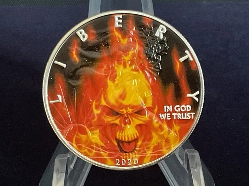 2020 1oz Silver Liberty Eagle.  “Burning Skull”.  COA in Box.