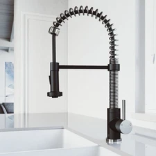 VIGO Pull Down Kitchen Faucets 360-spout Swivel Dual Function 3-Hole Matte Black