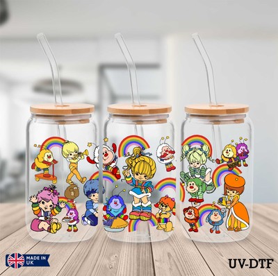 Rainbow Brite UV DTF Aufkleber - 16 Unzen Libbey Dose Glasfolie yd285
