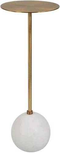 Gimlet White Marble & Metal Accent Drink Table - Stylish & Modern - Picture 3 of 4