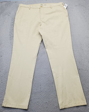 IZOD Chino Pants Mens 38x32 Tan Stretch Flat Front Classic Fit Straight Leg