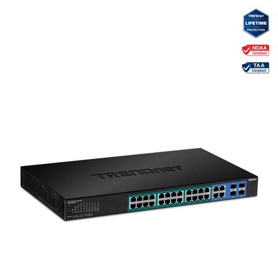 TRENDnet TPE-2840WS 24-port Gigabit Web Smart PoE Switch plus 4 SFP slots
