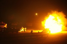 1960s 35mm Slide Night Fire Explosion Car Stunt Show Demolition Derby Fireball