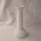VTG  E.O. Brody Bud Vase White Milk Glass Hob Nail #M-2000 7-1/2" MCM Minimalist