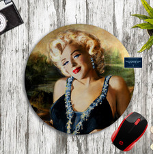 MARILYN MONROE PORTRAIT ART ROUND CUSTOM RUBBER MOUSE PAD DESK MAT GIFT