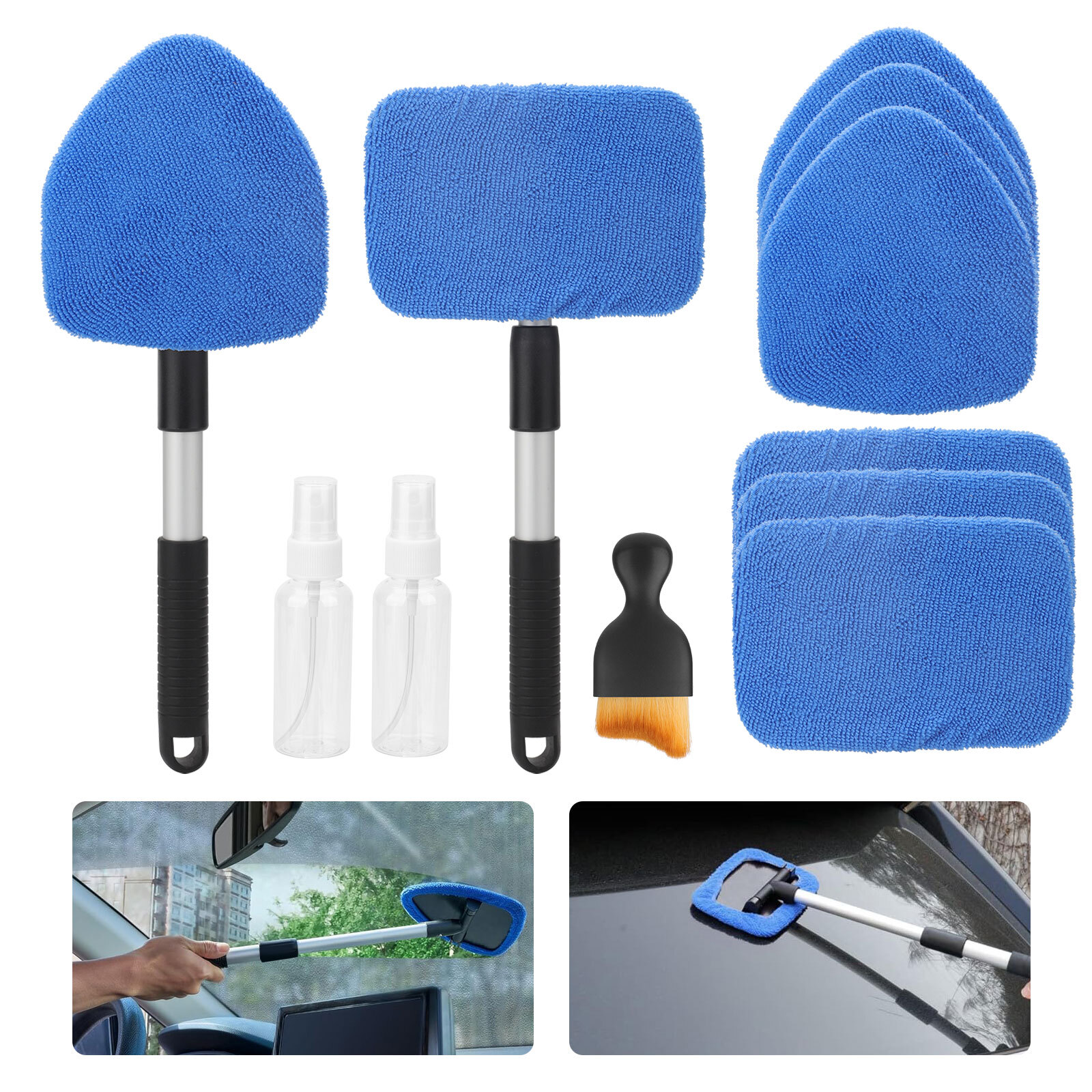 11-Piece Extendable Car Windshield Wiper Cleaner Set with Glass Brush