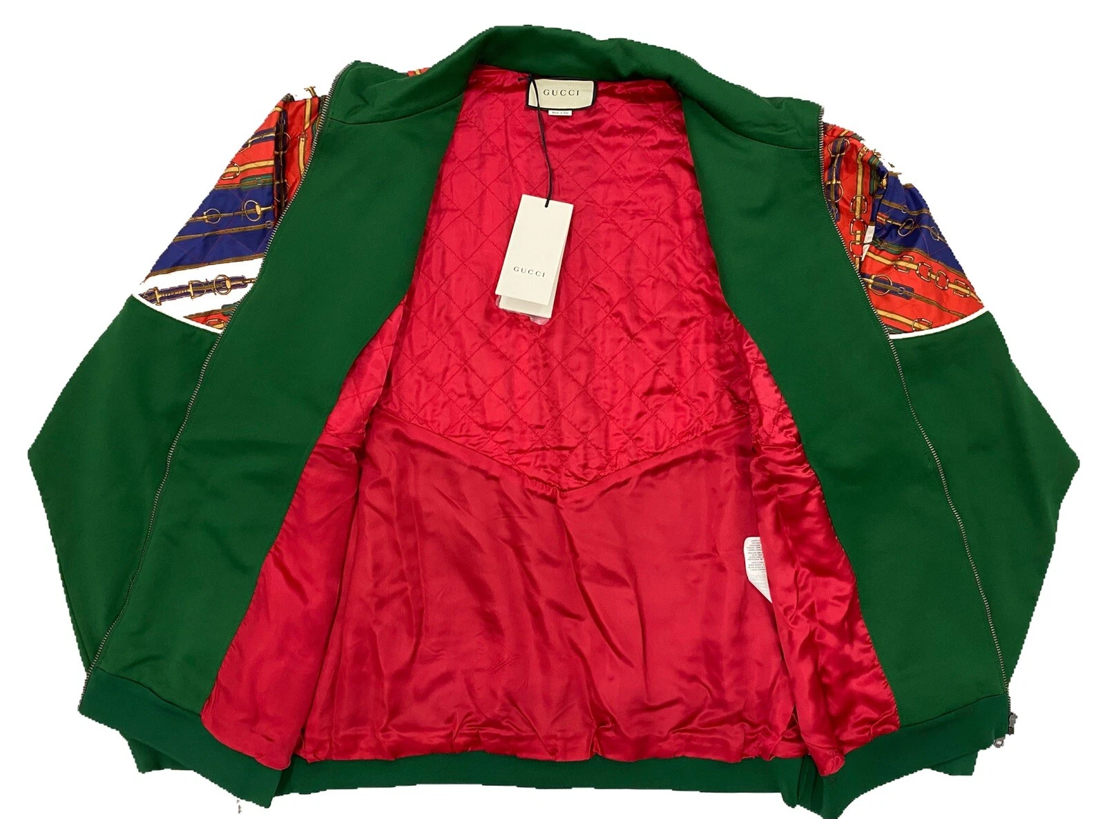 Bomber Gucci in seta verde $3.000 taglia US XL Made in Italy