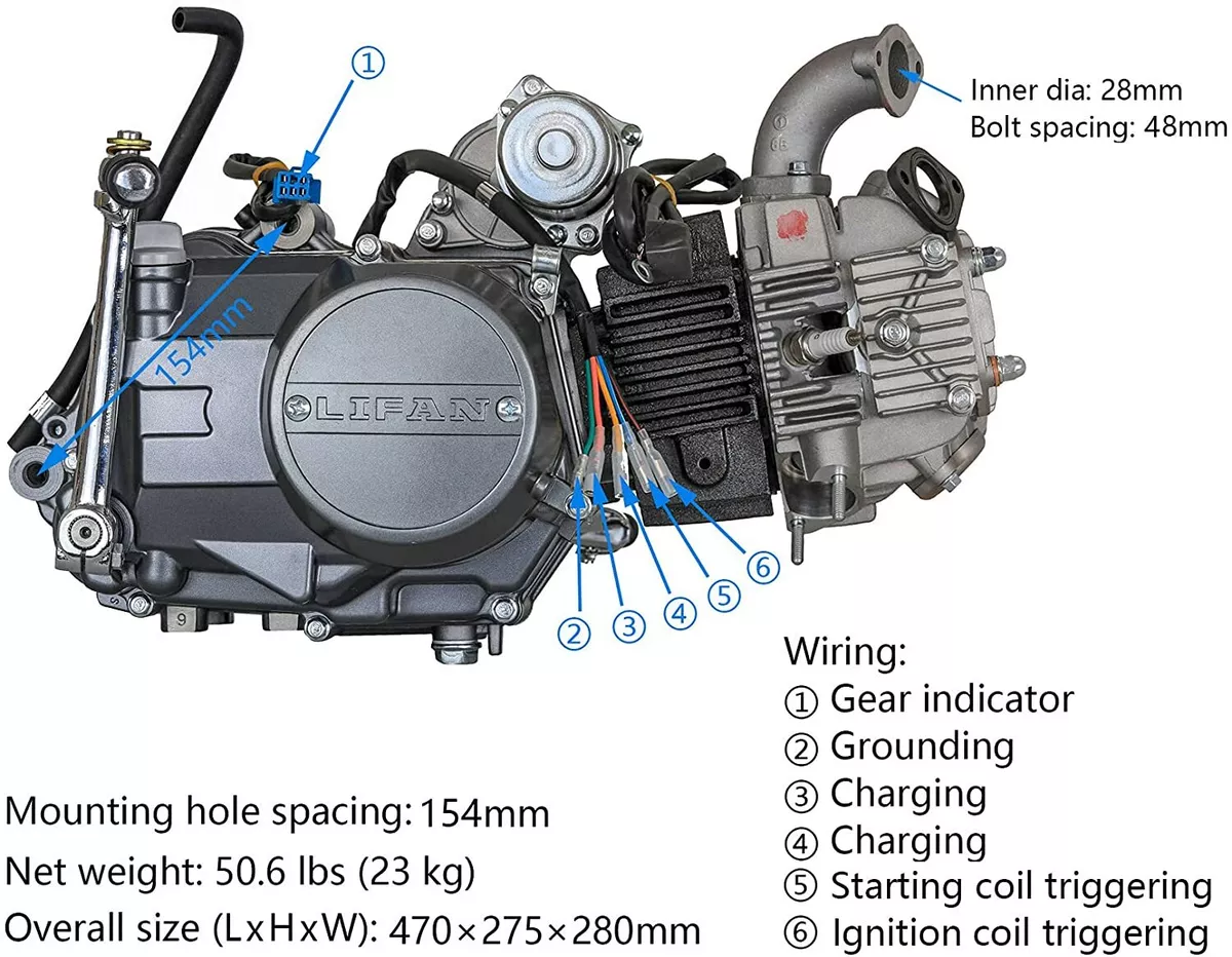125CC 4 Speed Kick Start Engine Motor Semi Auto 4 Stroke Pit Dirt Bike ATV Trike