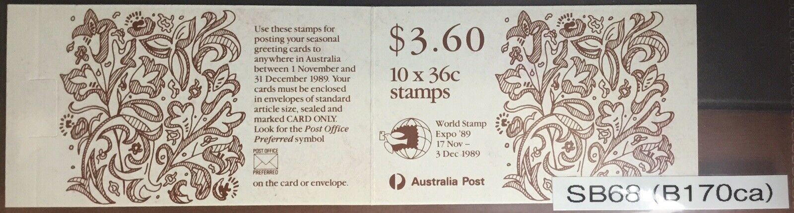 Australia 1989 Christmas Cash special price In stock World Stamp SB68 Opt Expo Booklet Unuse