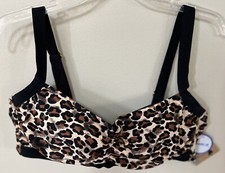 Women's Leopard Print Push-Up Bikini Top NWT