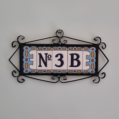 Carreaux De Numéro D'adresse En Céramique Peints à La Main - Design Floral, 11x5.5cm, Fabrication Espagne