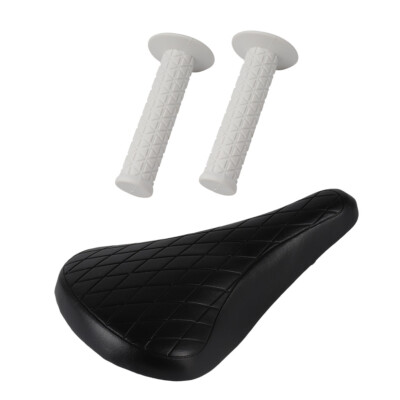 PRO+ Black Diamond Saddle White Triangle Grips BMX BIKE