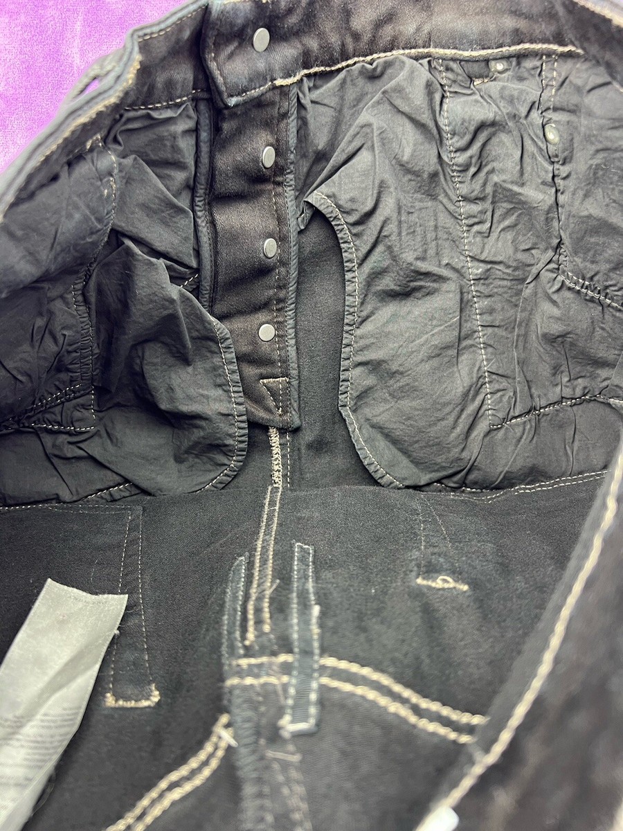Rick Owens DRKSHDW Men's Detroit Cut Waxed Denim Jeans, Sz Rick Owens DRKSHDW Men's Detroit Cut Waxed Denim Jeans, Sz