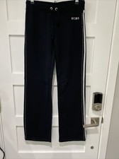 BCBG sz.M Straight Leg Black Sweatpants Rhinestone/Elastic Waist Drawstring