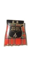 Masonic Real Men Wear Kilts Lapel Pin. Scottish Plaid. New In Plastic