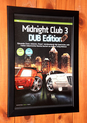 Midnight Club 3 Dub Edition PS2 PSP Xbox rare Small Promo Poster Ad Page Framed.